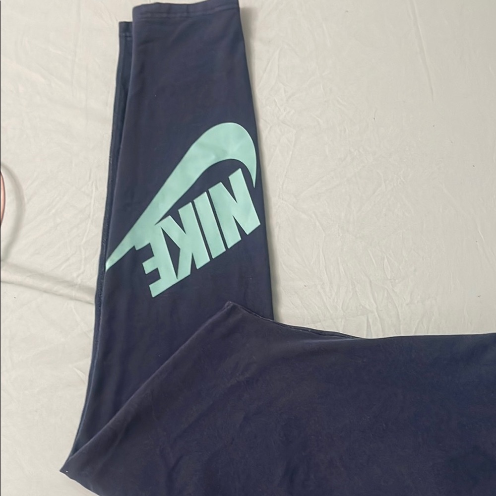 Nike Blue Leggings with Iconic Swoosh